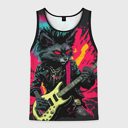 Майка-безрукавка мужская Rocker Cat on a dark background - C-Cats collectio, цвет: 3D-черный