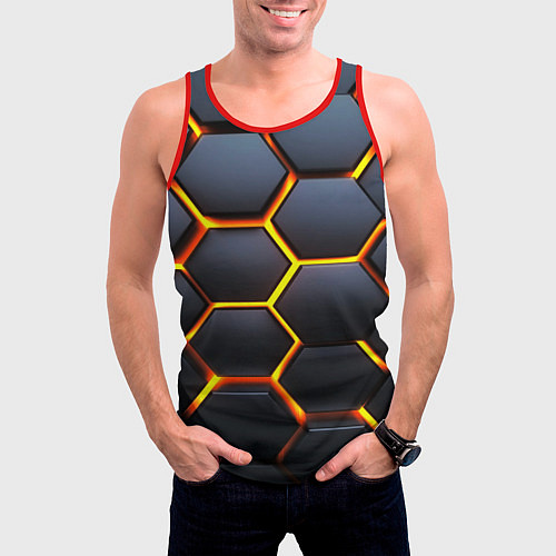 Мужская майка без рукавов Плиты брони / 3D-Красный – фото 3