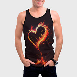 Майка-безрукавка мужская Арт нейросети пламенное сердце, цвет: 3D-черный — фото 2