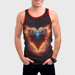 Майка-безрукавка мужская Каменное сердце в неоновом красном электрическом с, цвет: 3D-красный — фото 2