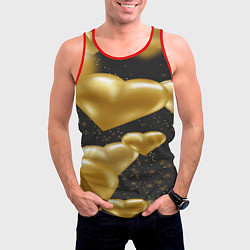 Майка-безрукавка мужская Золотые сердца на день святого валентина фон, цвет: 3D-красный — фото 2