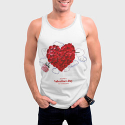 Майка-безрукавка мужская Сердце из роз на белом фоне, цвет: 3D-белый — фото 2