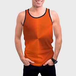Майка-безрукавка мужская Оранжевый волнообразный дисковый узор, цвет: 3D-черный — фото 2
