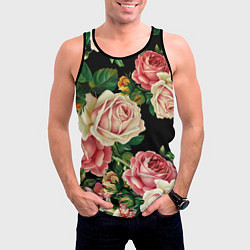Майка-безрукавка мужская Цветы на черном фоне, цвет: 3D-черный — фото 2