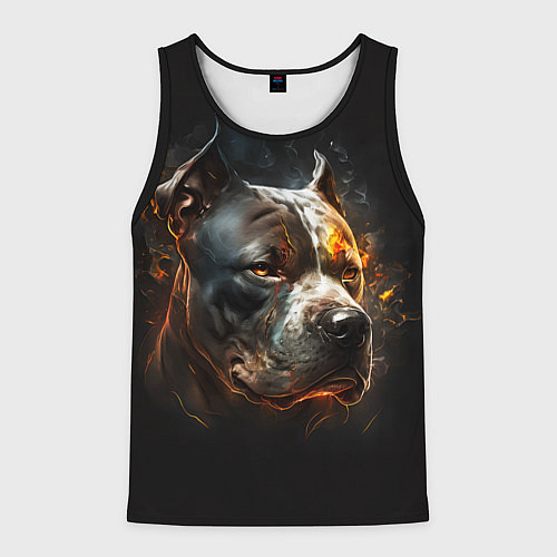 Мужская майка без рукавов Стаффордширский терьер - огонь / 3D-Черный – фото 1