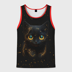 Майка-безрукавка мужская Черный котенок с желтыми глазами - нейросеть, цвет: 3D-красный