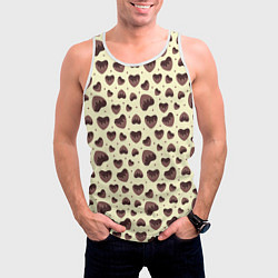 Майка-безрукавка мужская Узор из шоколадных сердец на желтом фоне, цвет: 3D-белый — фото 2