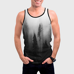Майка-безрукавка мужская Красивый лес и туман, цвет: 3D-черный — фото 2