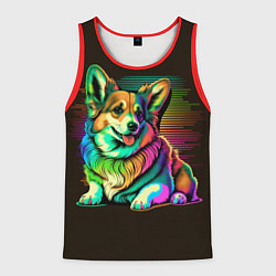 Майка-безрукавка мужская Неоновый корги, цвет: 3D-красный