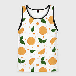 Майка-безрукавка мужская Апельсины с листьями, цвет: 3D-черный