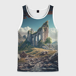Майка-безрукавка мужская Руины от нейросети, цвет: 3D-белый