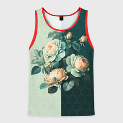Мужская майка без рукавов Розы на зеленом фоне
