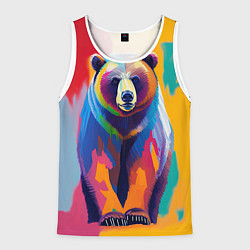 Майка-безрукавка мужская Медведь красочный, цвет: 3D-белый