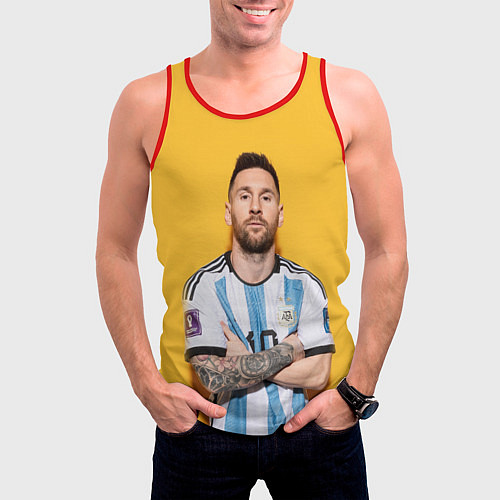 Мужская майка без рукавов Lionel Messi 10 / 3D-Красный – фото 3