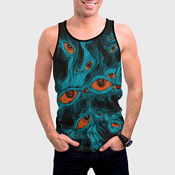 Майка-безрукавка мужская Винтажные глаза пиксельные, цвет: 3D-черный — фото 2
