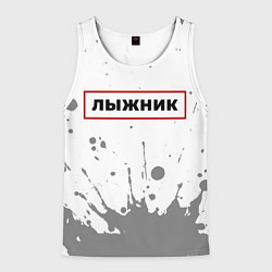 Мужская майка без рукавов Лыжник в рамке красного цвета