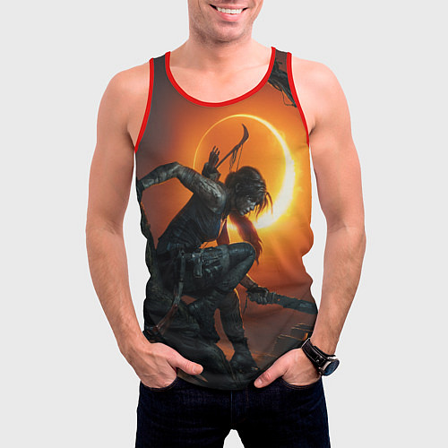 Мужская майка без рукавов Lara Croft / 3D-Красный – фото 3