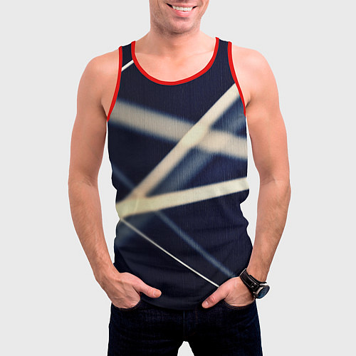 Мужская майка без рукавов Полосатая абстракция / 3D-Красный – фото 3