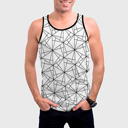 Майка-безрукавка мужская Чёрно-белый геометрический треугольный узор, цвет: 3D-черный — фото 2