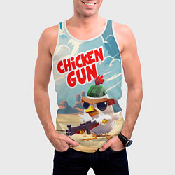 Майка-безрукавка мужская Chicken Gun, цвет: 3D-белый — фото 2