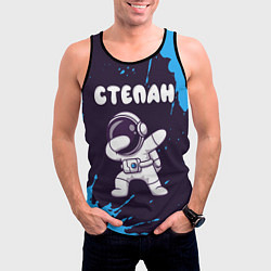 Майка-безрукавка мужская Степан космонавт даб, цвет: 3D-черный — фото 2