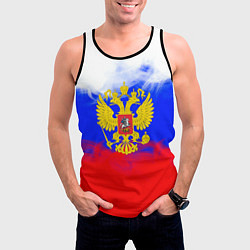 Майка-безрукавка мужская Russia флаг герб, цвет: 3D-черный — фото 2
