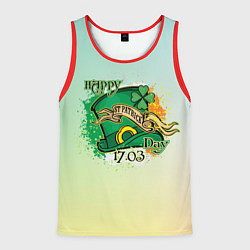 Майка-безрукавка мужская День Святого Патрика 17-03, цвет: 3D-красный