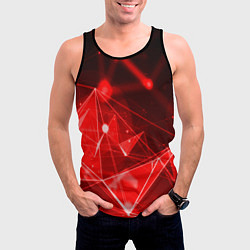 Майка-безрукавка мужская Абстрактные красные лучи, цвет: 3D-черный — фото 2