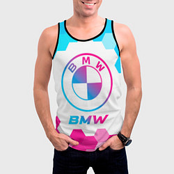 Майка-безрукавка мужская BMW neon gradient style, цвет: 3D-черный — фото 2