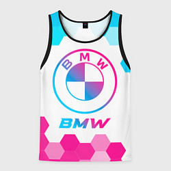 Майка-безрукавка мужская BMW neon gradient style, цвет: 3D-черный