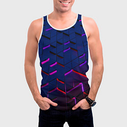 Майка-безрукавка мужская Неоновые треугольники с подсветкой, цвет: 3D-белый — фото 2