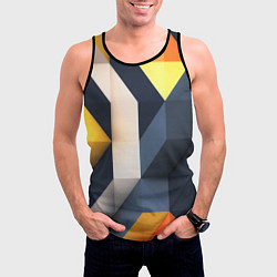Майка-безрукавка мужская Полосы геометрия узор, цвет: 3D-черный — фото 2