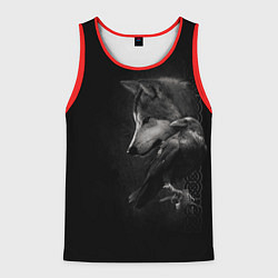 Майка-безрукавка мужская Волк и ворон, цвет: 3D-красный