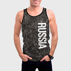 Майка-безрукавка мужская Россия на фоне узора медного цвета, цвет: 3D-черный — фото 2