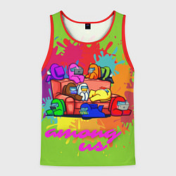 Майка-безрукавка мужская Among us splash meeting, цвет: 3D-красный