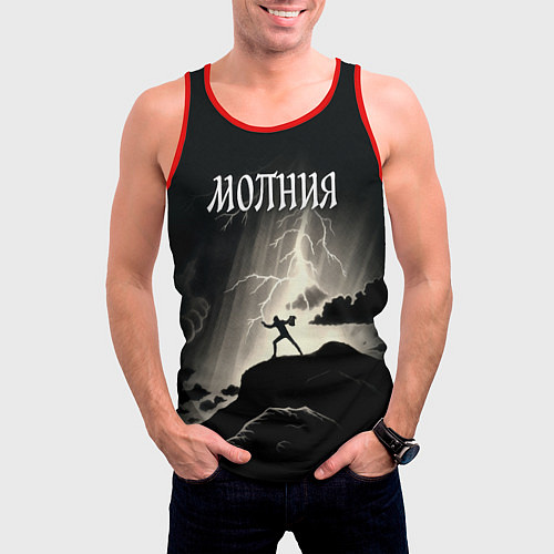 Мужская майка без рукавов Человек и молния / 3D-Красный – фото 3