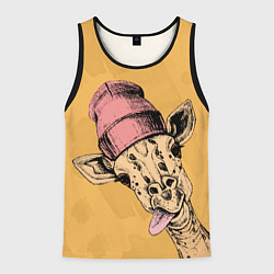 Майка-безрукавка мужская Жираф дразнит, цвет: 3D-черный