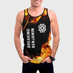 Майка-безрукавка мужская Breaking Benjamin и пылающий огонь, цвет: 3D-черный — фото 2