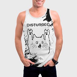 Майка-безрукавка мужская Disturbed рок кот на светлом фоне, цвет: 3D-белый — фото 2