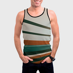 Майка-безрукавка мужская Абстрактные зелёные и оранжевые линии, цвет: 3D-черный — фото 2
