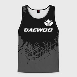Майка-безрукавка мужская Daewoo speed на темном фоне со следами шин: символ, цвет: 3D-черный