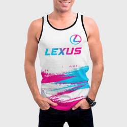 Майка-безрукавка мужская Lexus neon gradient style: символ сверху, цвет: 3D-черный — фото 2