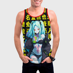 Майка-безрукавка мужская Ребекка - аниме Киберпанк, цвет: 3D-красный — фото 2