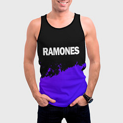 Майка-безрукавка мужская Ramones purple grunge, цвет: 3D-черный — фото 2