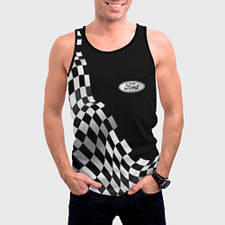 Майка-безрукавка мужская Ford racing flag, цвет: 3D-черный — фото 2