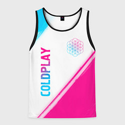 Майка-безрукавка мужская Coldplay neon gradient style: надпись, символ, цвет: 3D-черный