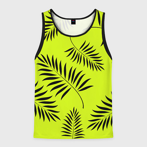 Мужская майка без рукавов Пальмовые ветви / 3D-Черный – фото 1