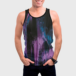 Майка-безрукавка мужская Фиолетовые абстрактные тени, цвет: 3D-черный — фото 2