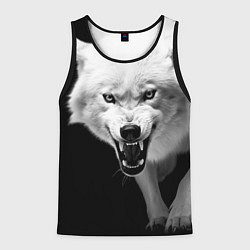 Майка-безрукавка мужская Агрессивный белый волк, цвет: 3D-черный