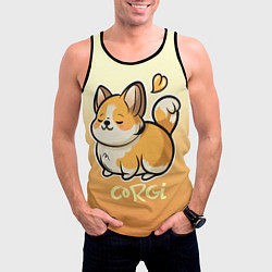 Майка-безрукавка мужская Пухлый милый корги, цвет: 3D-черный — фото 2